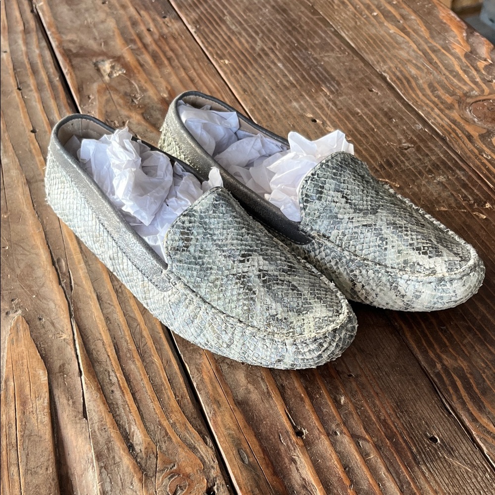 Johnston & Murphy Gray Snake Print Loafers